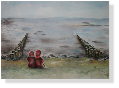 (22) Kinder am Watt, Pastell
30 x 40 cm , 2003 (22) Kinder am Watt, Pastell
30 x 40 cm , 2003